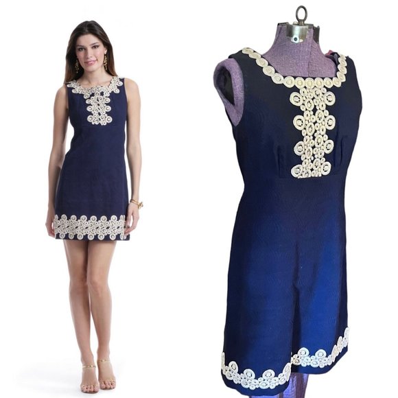 Lilly Pulitzer Dresses & Skirts - Lilly Pulitzer Metallic Embroidered Adelson Shift Dress 10